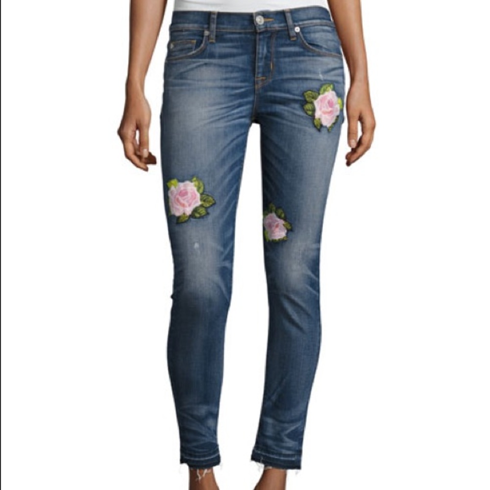 Hudson Skinny Jeans Released Hem (Embroidered)